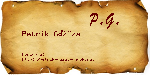 Petrik Géza névjegykártya