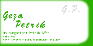 geza petrik business card